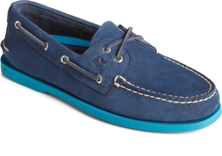Authentic Original 2-Eye Color Sole Boat Shoe Navy Blue Sperry