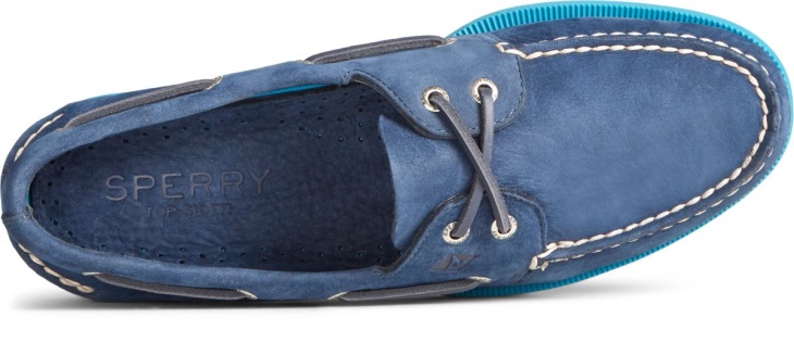 Authentic Original 2-Eye Color Sole Boat Shoe Navy Blue Sperry