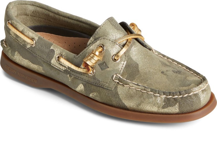 Authentic Original 2-Eye Vida Metallic Camo Boat Shoe Olive Muti Sperry
