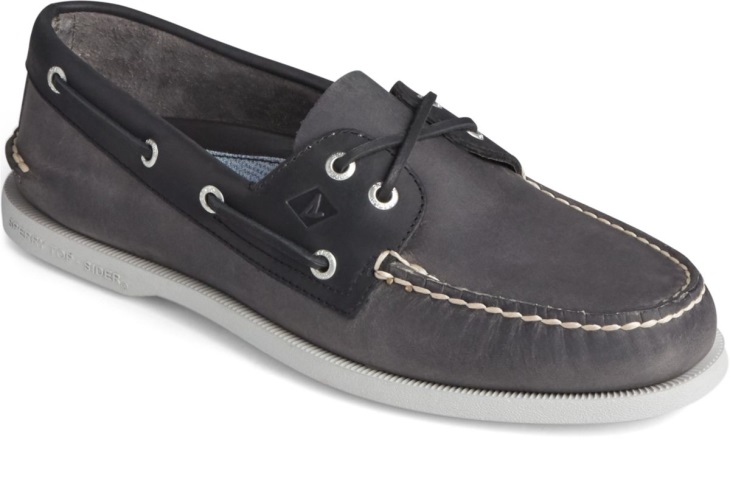 Authentic Original 2-Eye Wild Horse Boat Shoe Sperry Grey Black