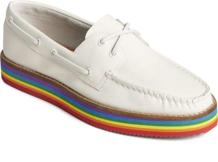 Authentic Original Stacked Pride Boat Shoe White Sperry