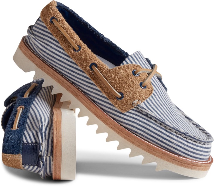 Cloud Authentic Original Seersucker 2-Eye Boat Shoe Sperry Navy