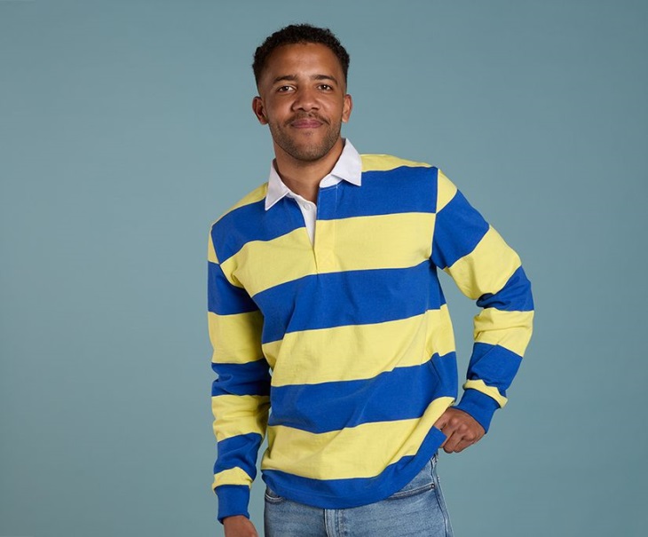 Cloud Horizontal Striped Rugby Shirt Sperry Royal Yellow