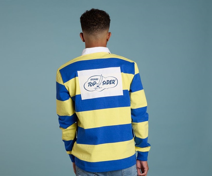 Cloud Horizontal Striped Rugby Shirt Sperry Royal Yellow