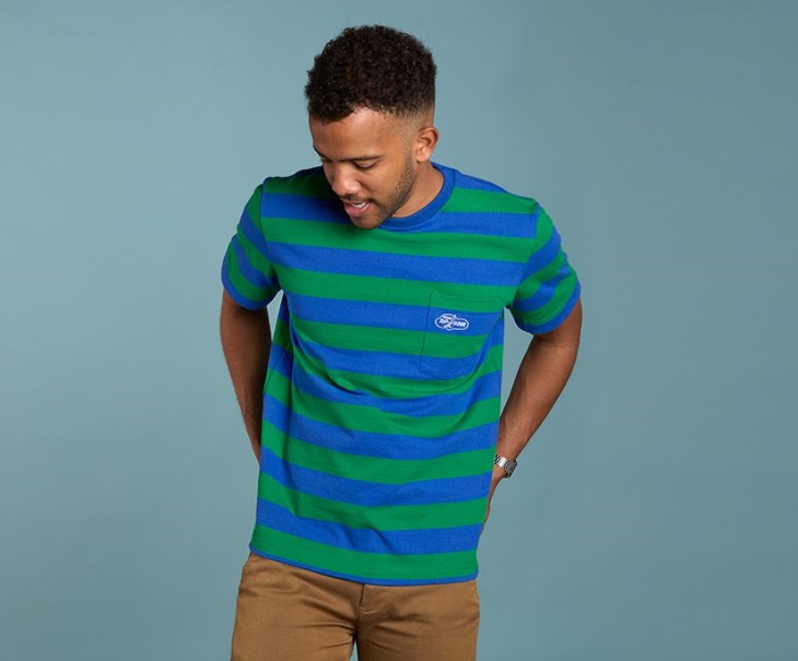 Cloud Rugby Stripe Pocket T-Shirt Blue Green Sperry