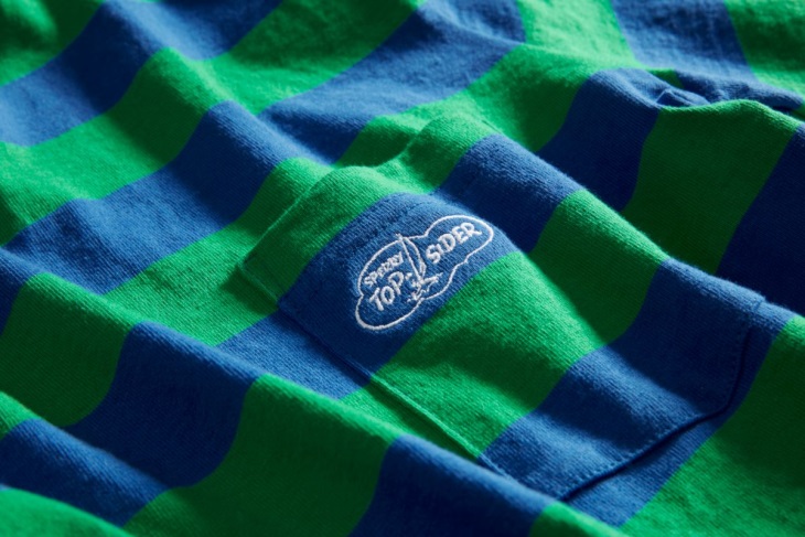 Cloud Rugby Stripe Pocket T-Shirt Blue Green Sperry