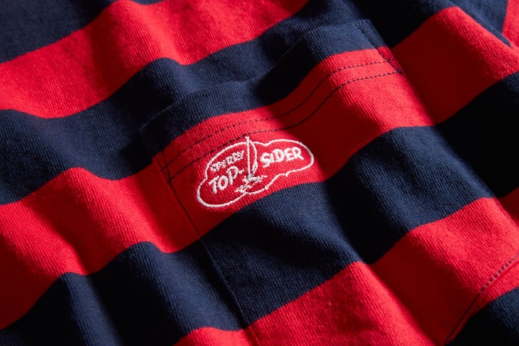 Cloud Rugby Stripe Pocket T-Shirt Sperry Red Navy