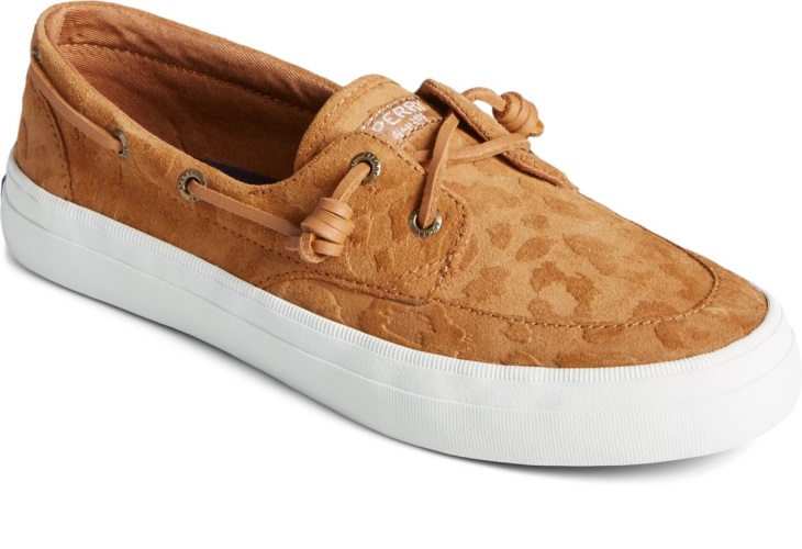 Crest Boat Cheetah Suede Sneaker Sperry Tan