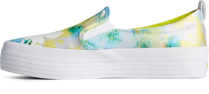 Crest Twin Gore Floral Tokyo Platform Slip On Sneaker Green Sperry