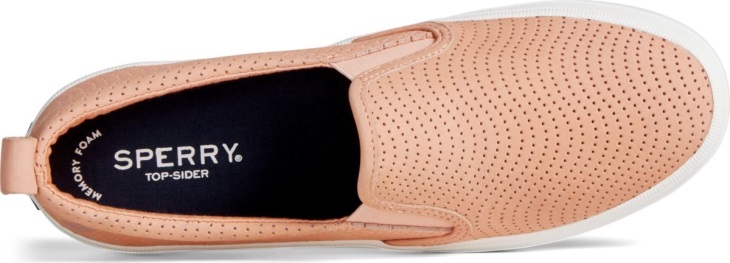 Crest Twin Gore Leather Wave Perforated Sneaker Peach Sperry
