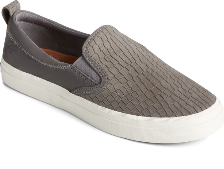 Crest Twin Gore PLUSHWAVE Snake Leather Slip On Sneaker Grey Sperry