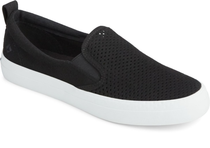 Crest Twin Gore Perforated Slip On Sneaker Black Sperry