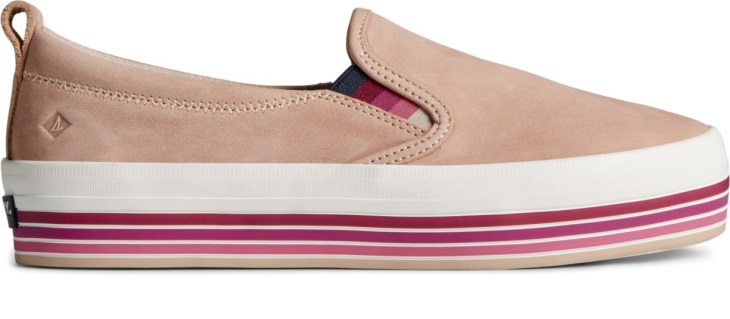 Crest Twin Gore Platform Stripe Slip On Sneaker Rose Sperry