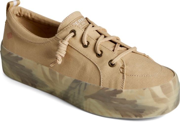 Crest Vibe Coral Floral Platform Sneaker Tan Sperry