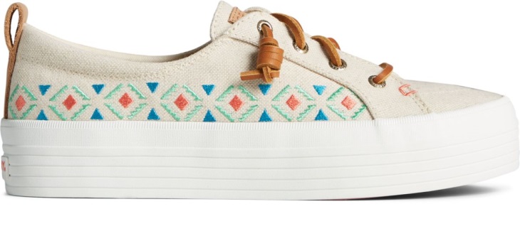 Crest Vibe Platform Embroidered Sneaker Tan Sperry