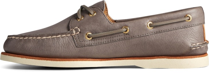 Male Gold A/O 2-Eye Boat Shoe Lace Shoes Charcoal Sperry