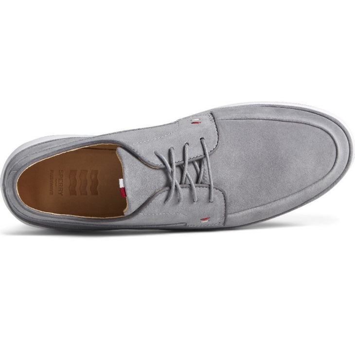 Male Gold Cabo Plushwave Lace Shoes Sperry Grey