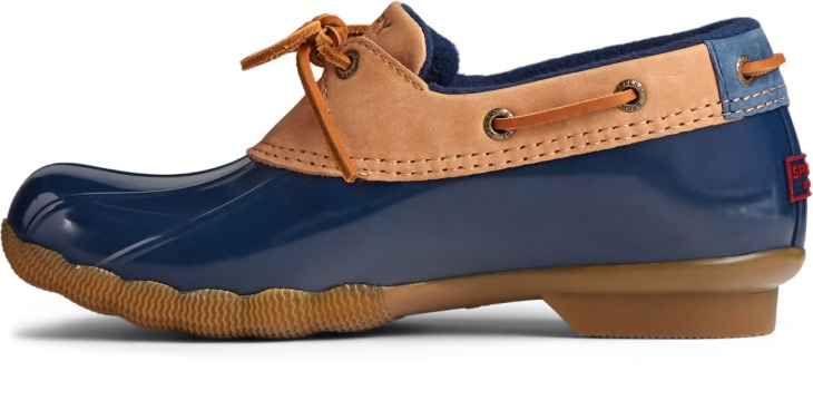 Saltwater 1-Eye Leather Duck Boot Tan Navy Sperry