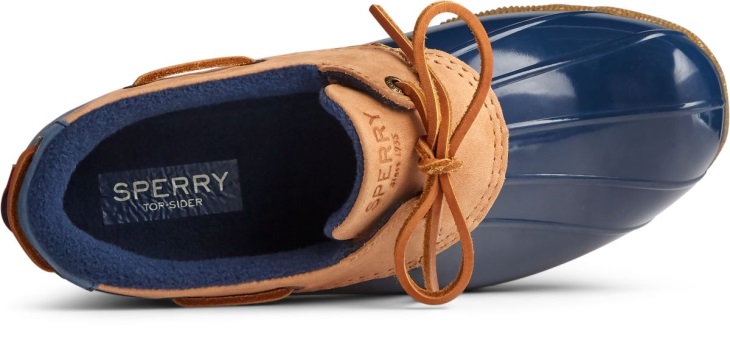 Saltwater 1-Eye Leather Duck Boot Tan Navy Sperry