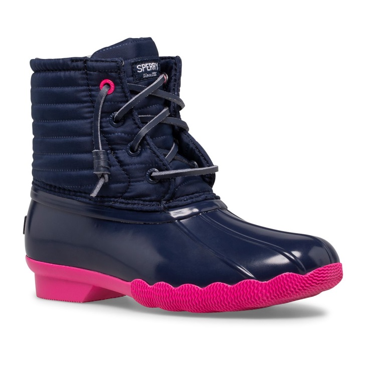 Saltwater Duck Boot Navy Pink Sperry