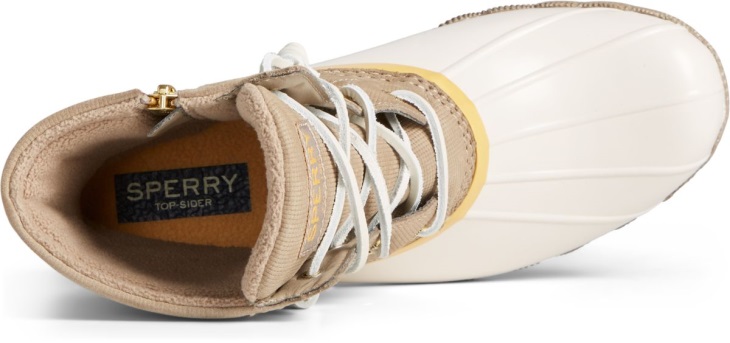 Saltwater Grid Leather Duck Boot Sperry Ivory