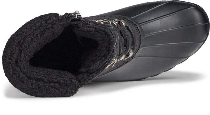 Saltwater Tall Cozy Leather Duck Boot Sperry Black