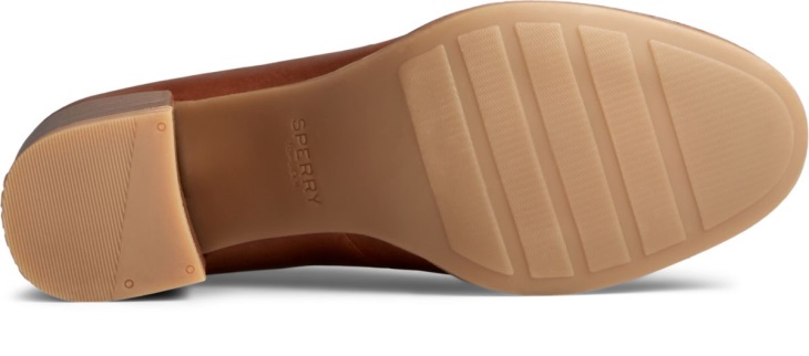 Seaport Penny Heel Leather Loafer Tan Sperry