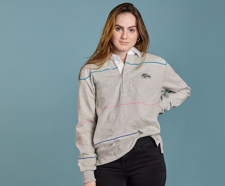 Sperry Cloud Multi-Color Striped Rugby Shirt Grey Multi