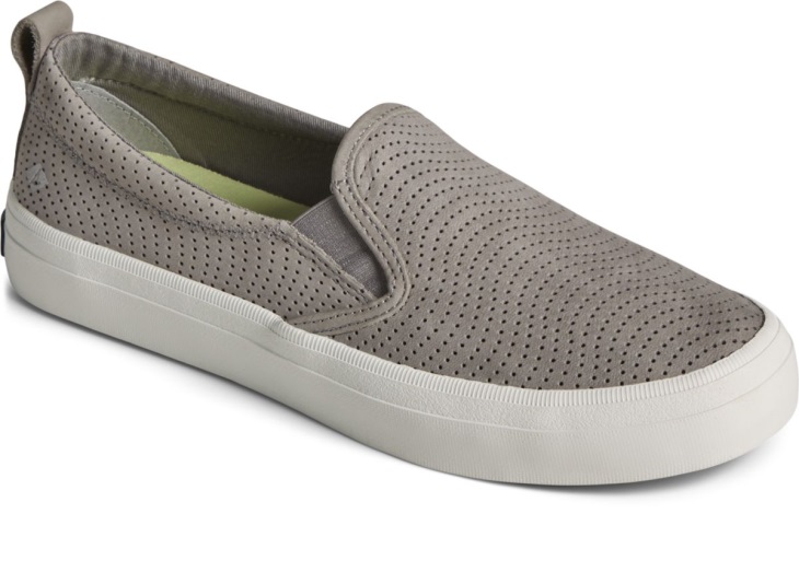 Sperry Crest Twin Gore Leather Wave Perforated Sneaker Grey