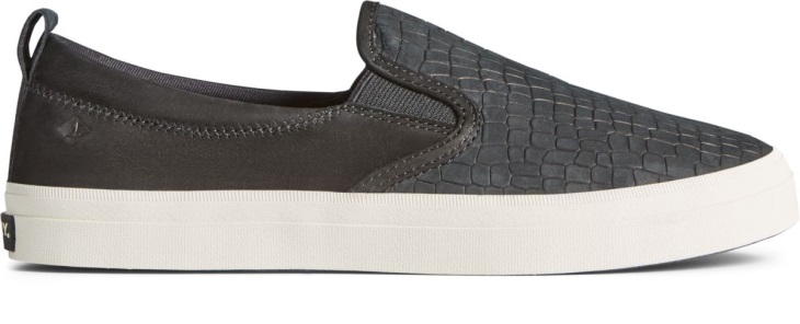 Sperry Crest Twin Gore PLUSHWAVE Snake Leather Slip On Sneaker Black