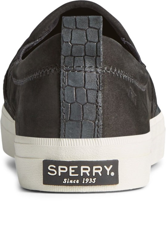 Sperry Crest Twin Gore PLUSHWAVE Snake Leather Slip On Sneaker Black