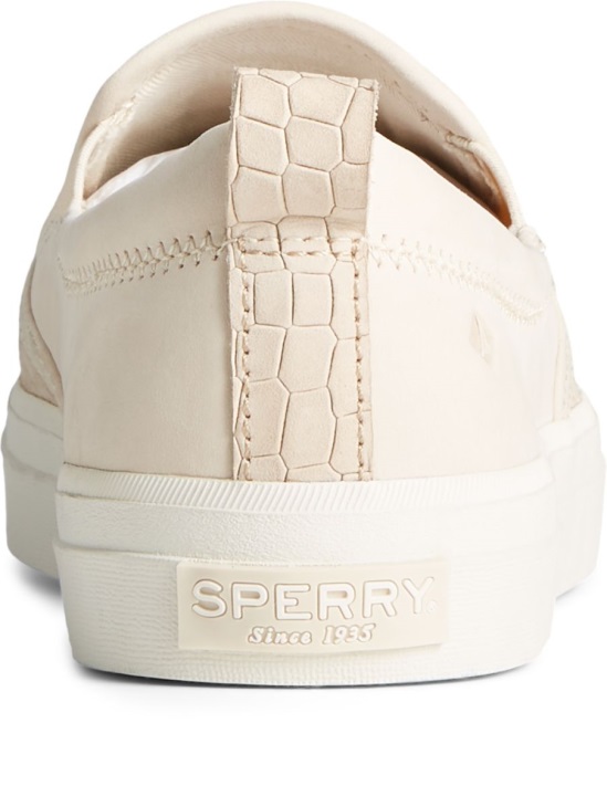 Sperry Crest Twin Gore PLUSHWAVE Snake Leather Slip On Sneaker Ivory