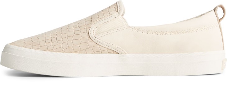 Sperry Crest Twin Gore PLUSHWAVE Snake Leather Slip On Sneaker Ivory