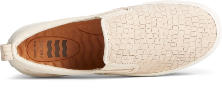 Sperry Crest Twin Gore PLUSHWAVE Snake Leather Slip On Sneaker Ivory