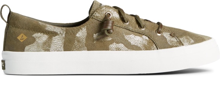 Sperry Crest Vibe Camo Metallic Leather Sneaker Olive