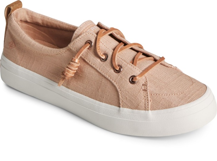 Sperry Crest Vibe Sparkle Crosshatch Linen Sneaker Rose