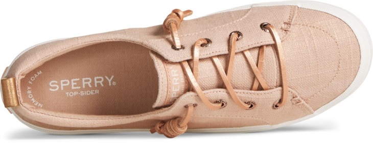 Sperry Crest Vibe Sparkle Crosshatch Linen Sneaker Rose