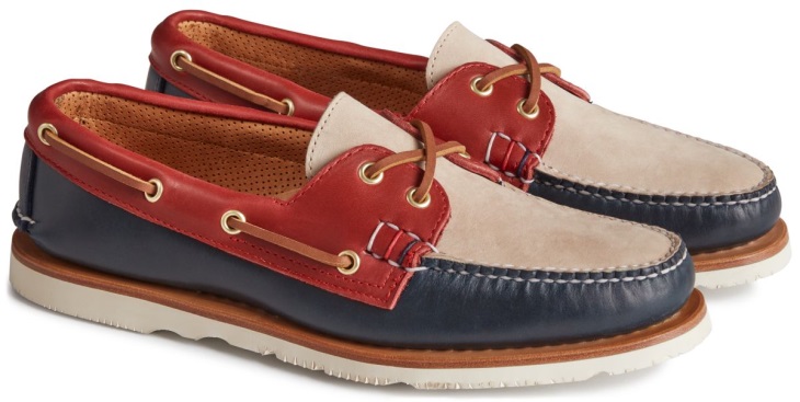 Sperry Gold Cup Handcrafted in Maine Authentic Original Tri-Tone Boat Shoe Navy Red Ivory