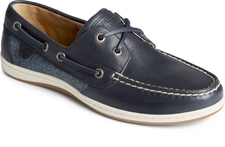 Sperry Koifish Textured Stripe Boat Shoe Navy