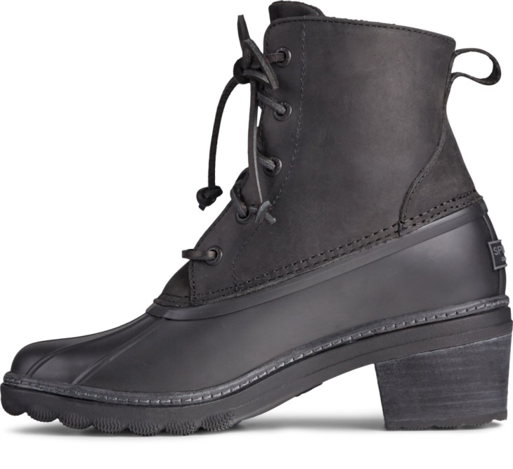Sperry Saltwater Heel Leather Duck Boot Black