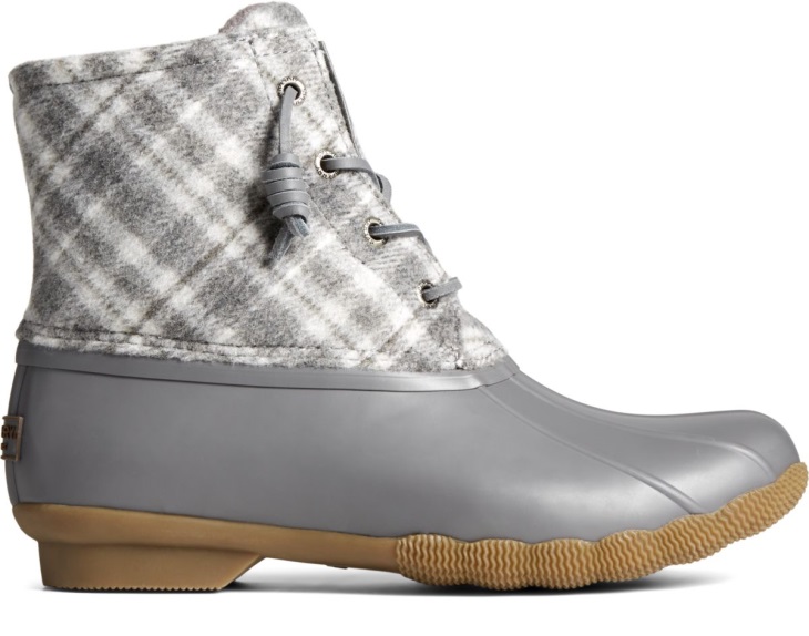 Sperry Saltwater Plaid Wool Duck Boot Grey