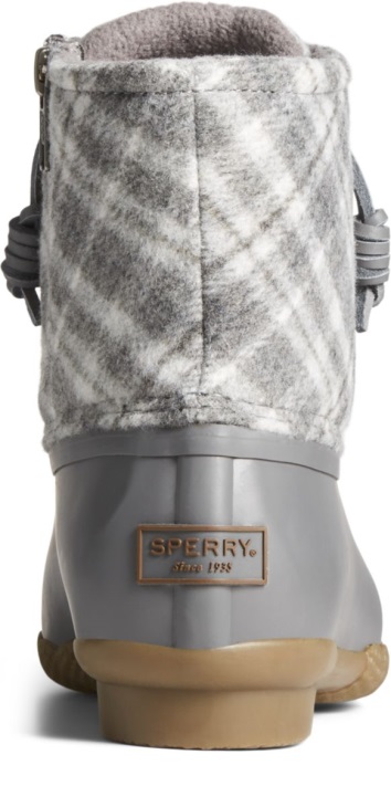 Sperry Saltwater Plaid Wool Duck Boot Grey