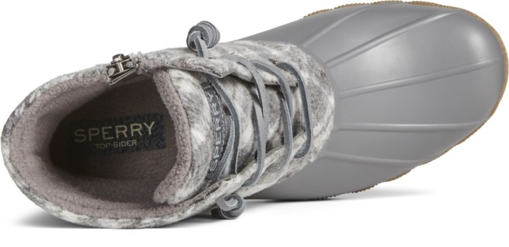 Sperry Saltwater Plaid Wool Duck Boot Grey