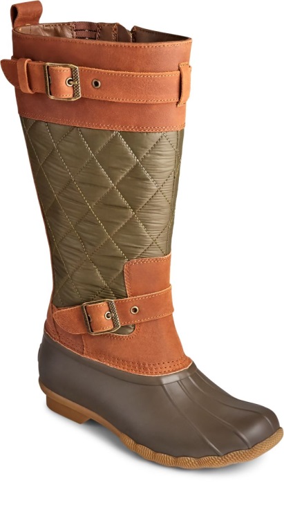 Sperry Saltwater Tall Nylon Duck Boot Olive Brown