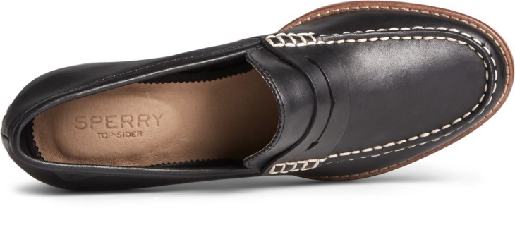 Sperry Seaport Penny Heel Leather Loafer Black