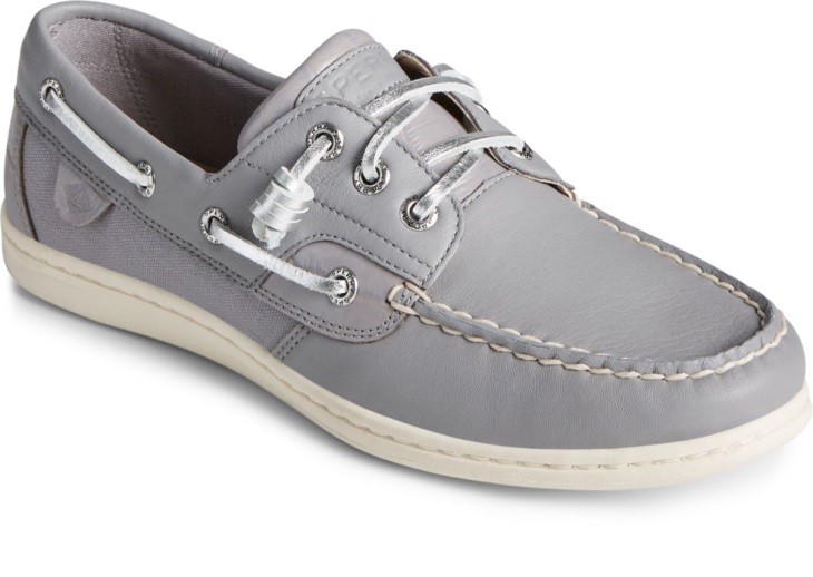 Sperry Songfish Croc Leather Boat Shoe Grey