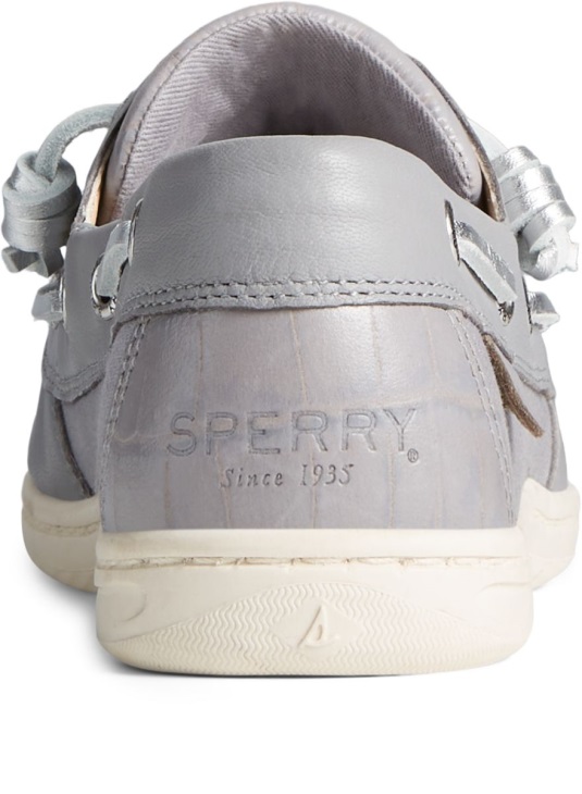 Sperry Songfish Croc Leather Boat Shoe Grey