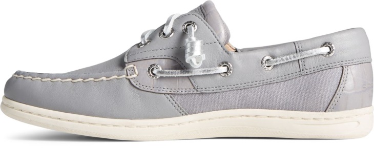 Sperry Songfish Croc Leather Boat Shoe Grey