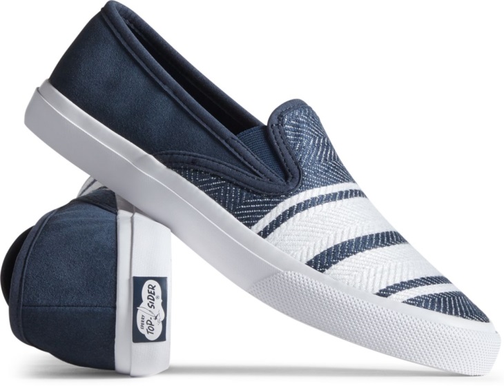 Sperry Unisex Cloud Linen Slip On Sneaker Navy