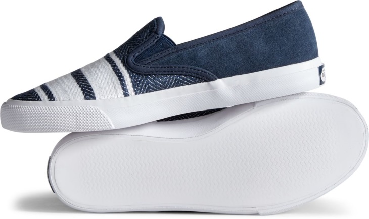 Sperry Unisex Cloud Linen Slip On Sneaker Navy